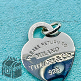 Tiffany & Co. 925 Silver MILANO SMALL Blue Enamel RTT Heart Tag (pouch)