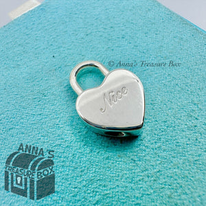 Tiffany & Co. 925 Silver DEFECTIVE Nice & Naughty Heart Padlock Lock Charm (pch)