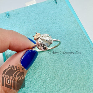 Return To Tiffany & Co. 925 Silver & 18K Gold LadyBug Ring Sz. 7.5 (pouch)