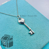 Tiffany & Co. 925 Silver Blue Enamel "Key To My Heart" 16" Necklace (pouch)