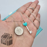Tiffany & Co. 925 Silver Blue Enamel "Key To My Heart" 16" Necklace (pouch)