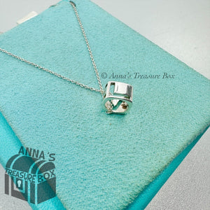 Tiffany & Co. 925 Silver LOVE Cutout Square Cube Pendant 18" Necklace (pouch)