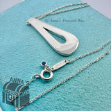 Tiffany & Co. 925 Silver Out of Retirement Blue Sapphire Loop 16-18” Necklace