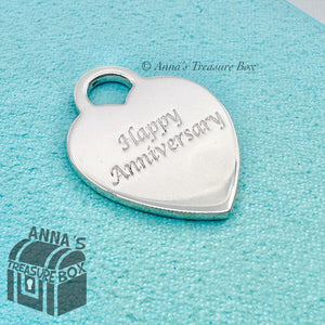 Tiffany & Co. 925 Silver Happy Anniversary Script Heart Pendant Charm (pouch)