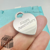 Tiffany & Co. 925 Silver Happy Anniversary Script Heart Pendant Charm (pouch)