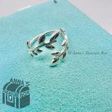 Tiffany & Co. 925 Silver Olive Leaf Bypass Ring Sz. 6.5 (pouch)