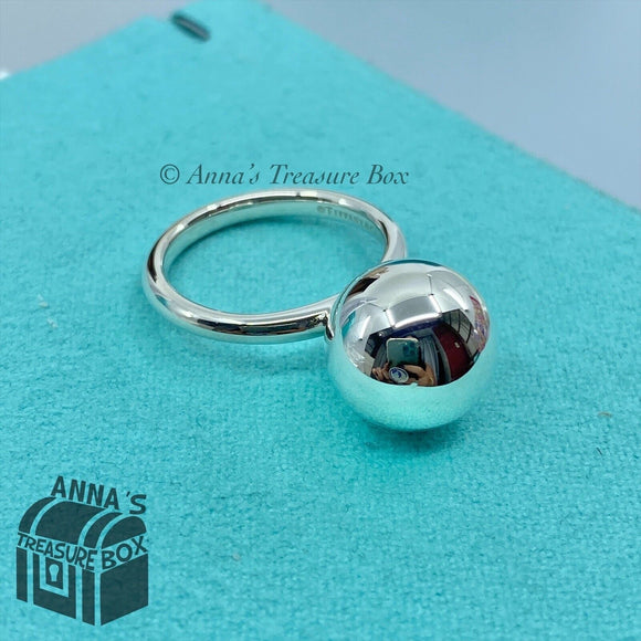 Tiffany & Co. 925 Silver 12mm HardWear Ball Ring Sz. 5 (box, pouch, rbbn)